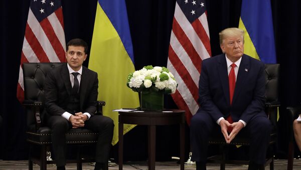 Президент Украины Владимир Зеленский на встрече с президентом США Дональдом Трампом в Нью-Йорке  - Sputnik Việt Nam