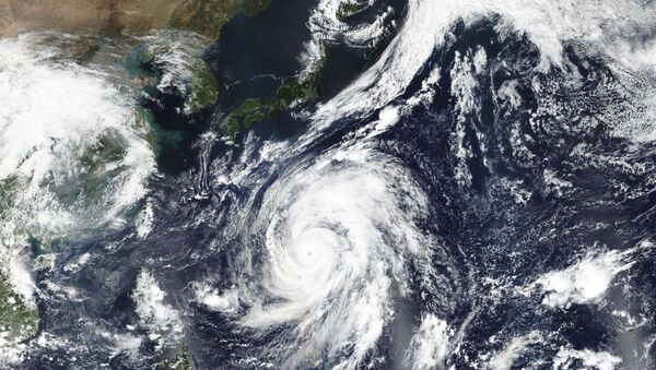 Hình ảnh chụp từ không gian về cơn bão Hagibis đang tiến đến gần Nhật Bản - Sputnik Việt Nam