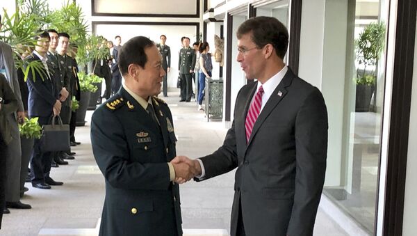 Hai bộ trưởng Ngụy Phượng Hòa và Mark Esper  - Sputnik Việt Nam