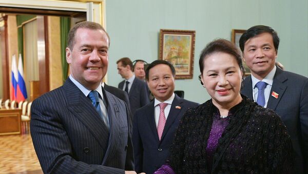 Thủ tướng Nga D. Medvedev gặp, Chủ tịch Quốc hội Việt Nam Nguyễn Thị Kim Ngân  - Sputnik Việt Nam