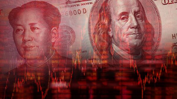 Tiền tệ của Trung Quốc và Hoa Kỳ trên nền của biểu đồ - Sputnik Việt Nam