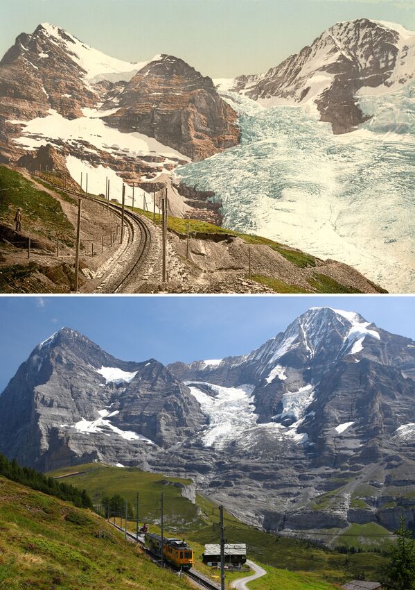 Dẫy Alps của Thụy Sĩ tại Wengen giai đoạn 1890-1900 và năm 2019 - Sputnik Việt Nam