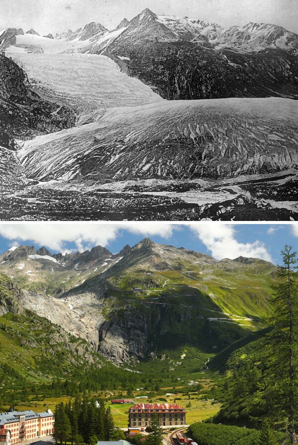 Sông băng Rhone năm 1849 và năm 2019, Thụy Sĩ - Sputnik Việt Nam
