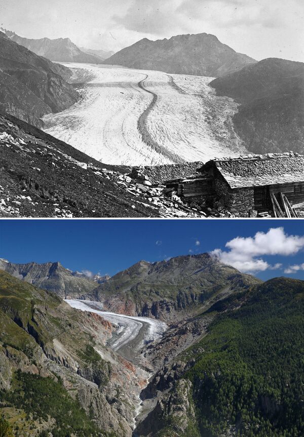 Sông băng Aletsch năm 1865 và năm 2019, Thụy Sĩ - Sputnik Việt Nam