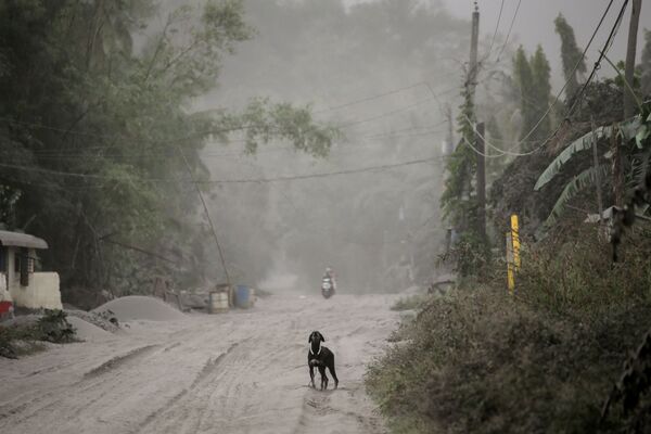 Con đường trong thành phố Batangas phủ đầy tro sau vụ phun trào của núi lửa Taal ở Philippines - Sputnik Việt Nam