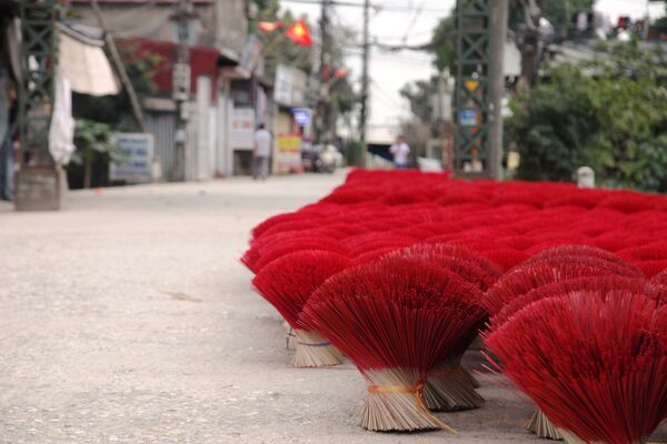 Những bó tăm hương phơi khô trên đường phố  - Sputnik Việt Nam
