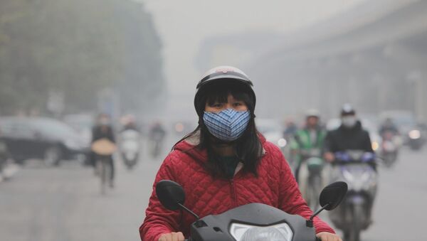 Người dân Thủ đô tham gia giao thông nên đeo khẩu trang y tế đủ tiêu chuẩn trong những ngày chỉ số ô nhiễm lên cao.  - Sputnik Việt Nam