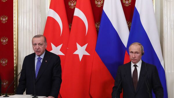 Cuộc họp báo chung sau cuộc gặp giữa Tổng thống Thổ Nhĩ Kỳ Recep Tayyip Erdogan và Tổng thống Nga Vladimir Putin - Sputnik Việt Nam