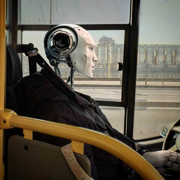 Tài xế robot ở St. Petersburg trong tác phẩm của họa sĩ Vadim Solovyov - Sputnik Việt Nam