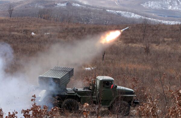 Hệ thống tên lửa Grad trong cuộc tập trận ở khu vực Primorye - Sputnik Việt Nam