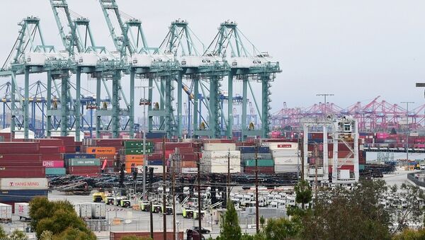 Các container được nhìn thấy tại cảng Los Angeles - Sputnik Việt Nam