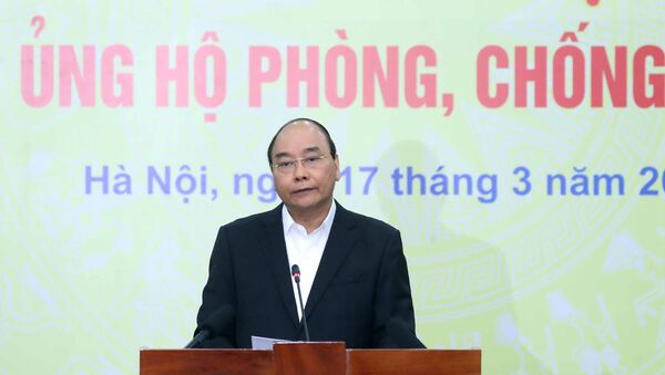 Thủ tướng Nguyễn Xuân Phúc phát biểu tại Lễ phát động toàn dân ủng hộ phòng, chống dịch COVID-19. - Sputnik Việt Nam