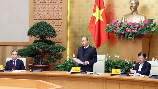 Thủ tướng Nguyễn Xuân Phúc phát biểu khai mạc tại điểm cầu Hà Nội. - Sputnik Việt Nam
