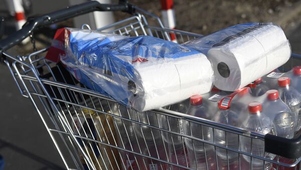 Giấy vệ sinh trong xe đẩy ở siêu thị Dortmund, Đức - Sputnik Việt Nam