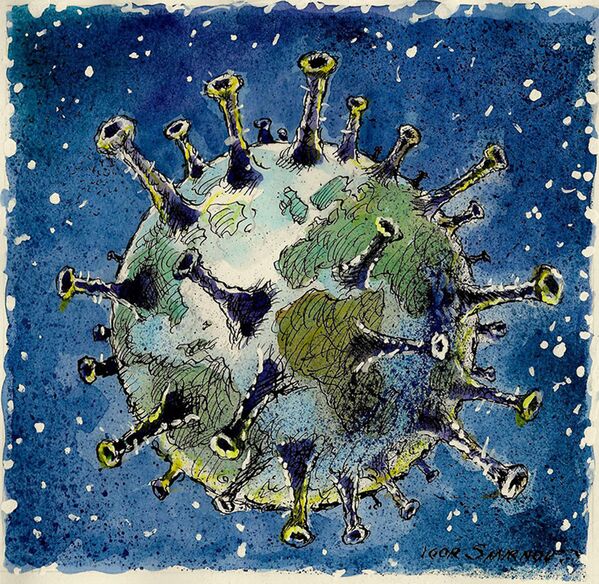 Tranh biếm họa của họa sĩ Nga Igor Smirnov tại cuộc thi biếm họa quốc tế International Cartoon Festival on Coronavirus Battle 2020 ở Iran - Sputnik Việt Nam