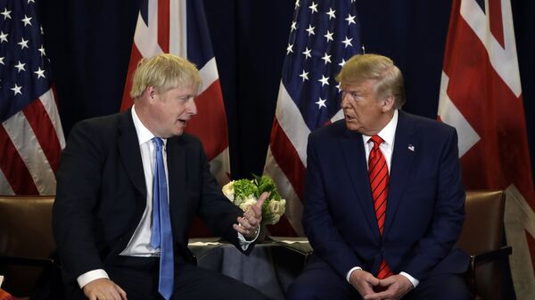Cuộc gặp giữa Cựu Tổng thống Mỹ Donald Trump và Thủ tướng Anh Boris Johnson tại Đại Hội đồng Liên Hiệp Quốc - Sputnik Việt Nam