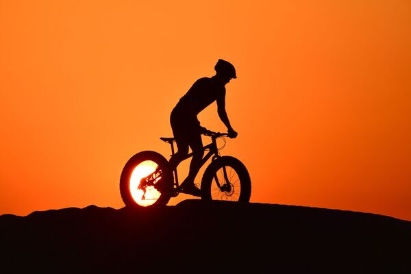 Người đi xe đạp trong chuyến vượt sa mạc ở Dubai - Sputnik Việt Nam