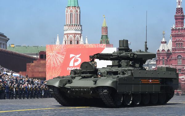 Chiếc xe chiến đấu bộ binh (BMPT) Terminator tại Cuộc diễu hành quân sự kỷ niệm 75 năm Chiến thắng ở Moskva - Sputnik Việt Nam