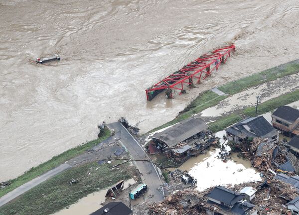 Quang cảnh vùng ngập lụt ở tỉnh Kumamoto, Nhật Bản - Sputnik Việt Nam