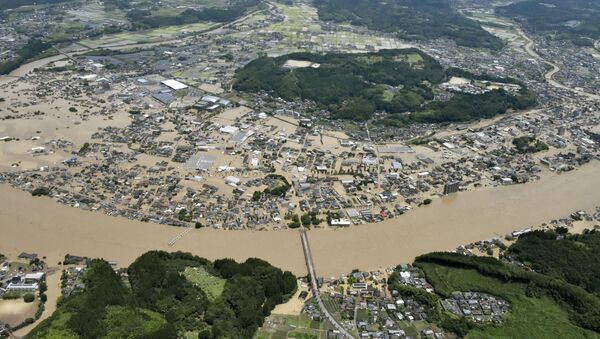 Quang cảnh vùng ngập lụt ở tỉnh Kumamoto, Nhật Bản  - Sputnik Việt Nam