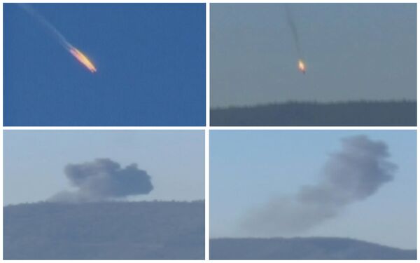 Máy bay Su-24 của Nga rơi trên biên giới Syria-Thổ Nhĩ Kỳ bốc cháy - Sputnik Việt Nam